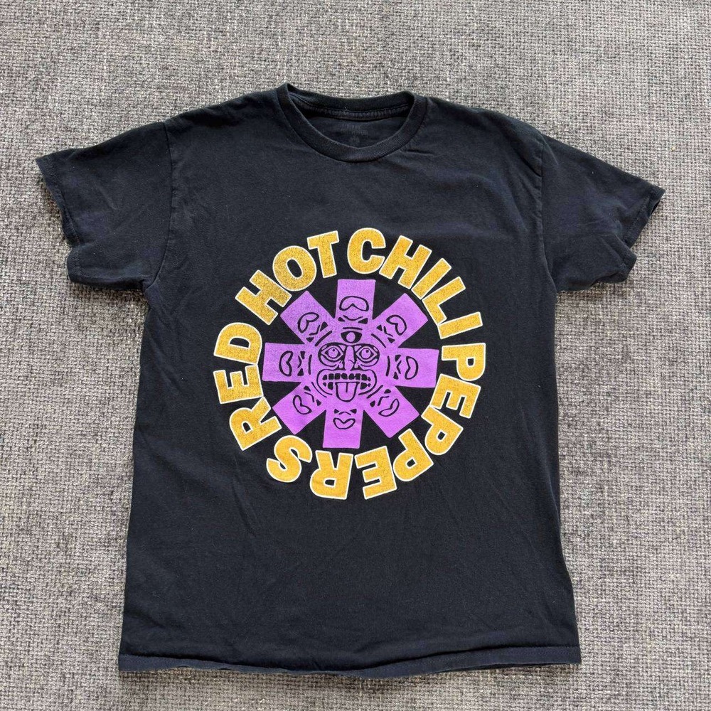 Red Hot Chili Peppers Band Tee Mens Small Black Graphic Rock Shirt Asterisk Logo